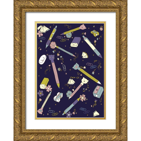 Stationary Gold Ornate Wood Framed Art Print with Double Matting by HUE and MI and Sangita