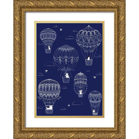 Up Up And Away Gold Ornate Wood Framed Art Print with Double Matting by HUE and MI and Sangita