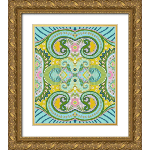 20-74 Emerald Gold Ornate Wood Framed Art Print with Double Matting by HUE and MI and Sangita