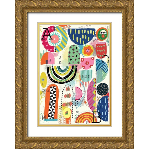 Fun With Letters Gold Ornate Wood Framed Art Print with Double Matting by HUE and MI and Sangita