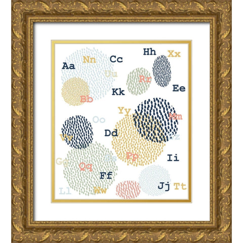 Simple Abc Gold Ornate Wood Framed Art Print with Double Matting by HUE and MI and Sangita