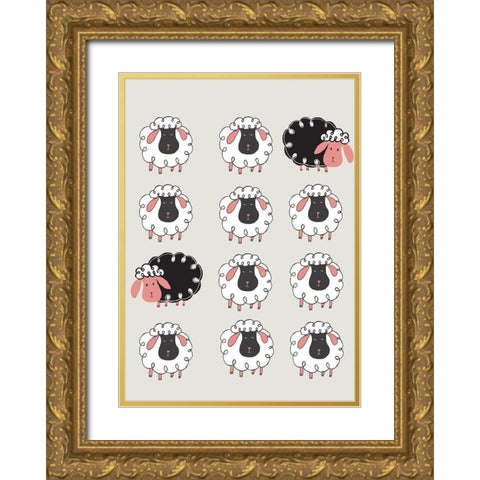 Black Sheep Gold Ornate Wood Framed Art Print with Double Matting by HUE and MI and Sangita