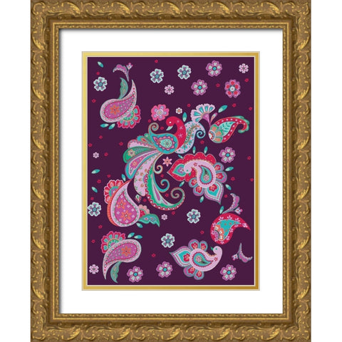 Peacock Gold Ornate Wood Framed Art Print with Double Matting by HUE and MI and Sangita