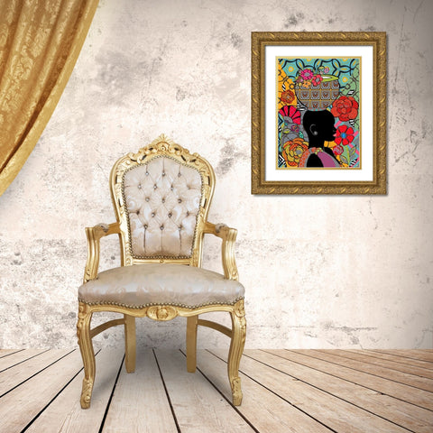 woman 2 Gold Ornate Wood Framed Art Print with Double Matting by HUE and MI and Sangita