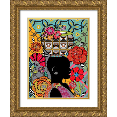 woman 2 Gold Ornate Wood Framed Art Print with Double Matting by HUE and MI and Sangita