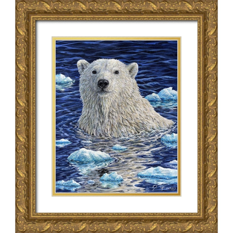 Polar Bear Painting Gold Ornate Wood Framed Art Print with Double Matting by Tift, Jeff