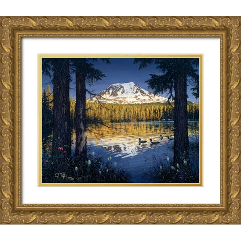 Mt Adams Gold Ornate Wood Framed Art Print with Double Matting by Tift, Jeff