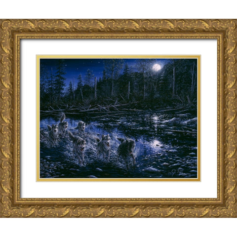 Midnight Pursuit Gold Ornate Wood Framed Art Print with Double Matting by Tift, Jeff