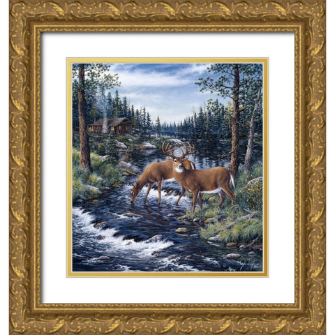 Peaceful Morning Gold Ornate Wood Framed Art Print with Double Matting by Tift, Jeff