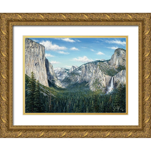 Yosemite Valley Gold Ornate Wood Framed Art Print with Double Matting by Tift, Jeff