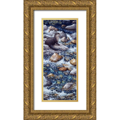 River Otter 2 Gold Ornate Wood Framed Art Print with Double Matting by Tift, Jeff