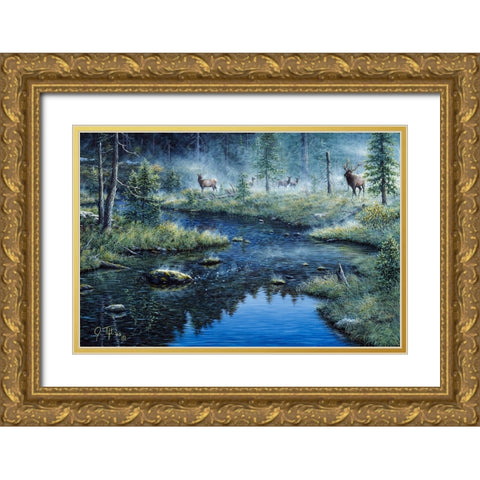 Misty Morning Gold Ornate Wood Framed Art Print with Double Matting by Tift, Jeff