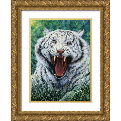 White Tiger 2 Gold Ornate Wood Framed Art Print with Double Matting by Tift, Jeff