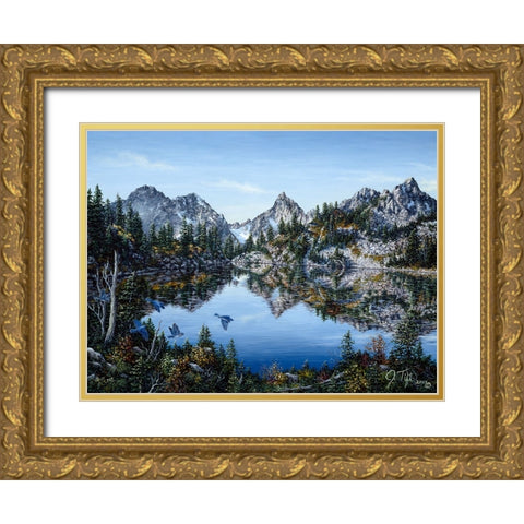 Gem Lake Gold Ornate Wood Framed Art Print with Double Matting by Tift, Jeff