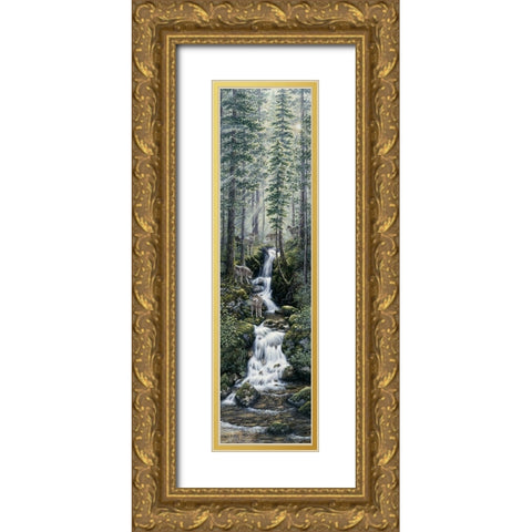 Cascade Wolves Gold Ornate Wood Framed Art Print with Double Matting by Tift, Jeff