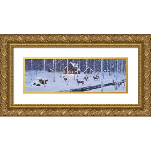 Holiday Silence Gold Ornate Wood Framed Art Print with Double Matting by Tift, Jeff