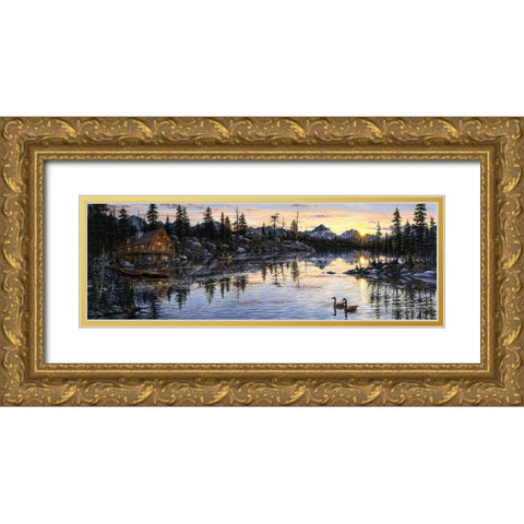 Evening Sunset Gold Ornate Wood Framed Art Print with Double Matting by Tift, Jeff