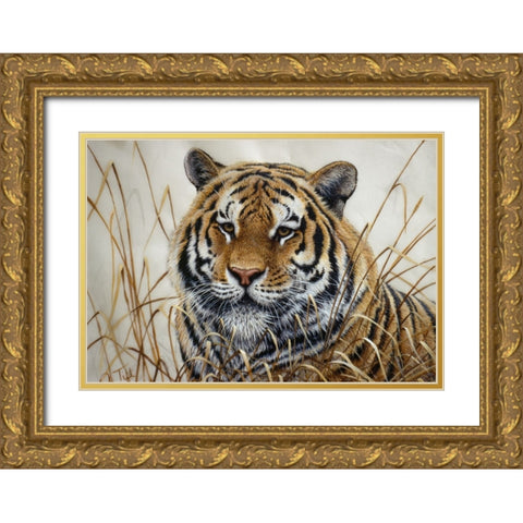 Tiger Gold Ornate Wood Framed Art Print with Double Matting by Tift, Jeff