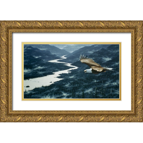 On The Silent Wings Of Freedom Gold Ornate Wood Framed Art Print with Double Matting by Tift, Jeff