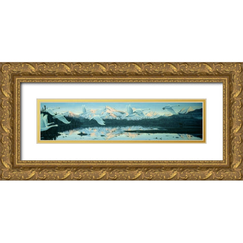 Northern Flight Gold Ornate Wood Framed Art Print with Double Matting by Tift, Jeff