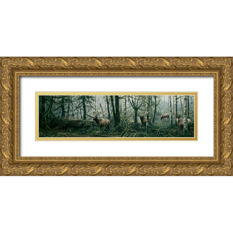 Enchanted Forest Gold Ornate Wood Framed Art Print with Double Matting by Tift, Jeff