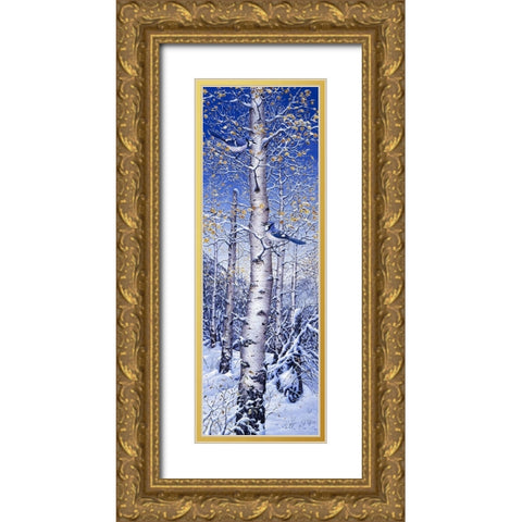 Blue Jay Gold Ornate Wood Framed Art Print with Double Matting by Tift, Jeff