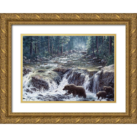 Bear Crossing Gold Ornate Wood Framed Art Print with Double Matting by Tift, Jeff