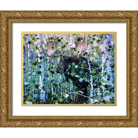 Moose Gold Ornate Wood Framed Art Print with Double Matting by Tift, Jeff