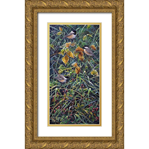 Chickadee 2 Gold Ornate Wood Framed Art Print with Double Matting by Tift, Jeff