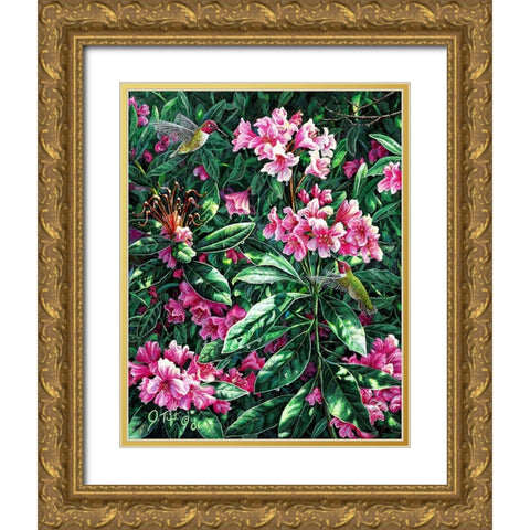 Annas And Rhodies Gold Ornate Wood Framed Art Print with Double Matting by Tift, Jeff