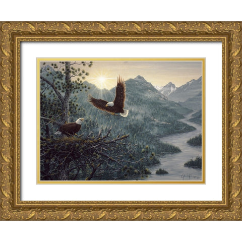 Eagles Nest Gold Ornate Wood Framed Art Print with Double Matting by Tift, Jeff