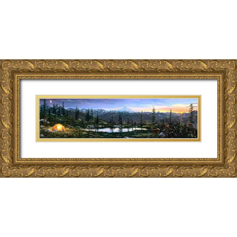 Camping Out Gold Ornate Wood Framed Art Print with Double Matting by Tift, Jeff