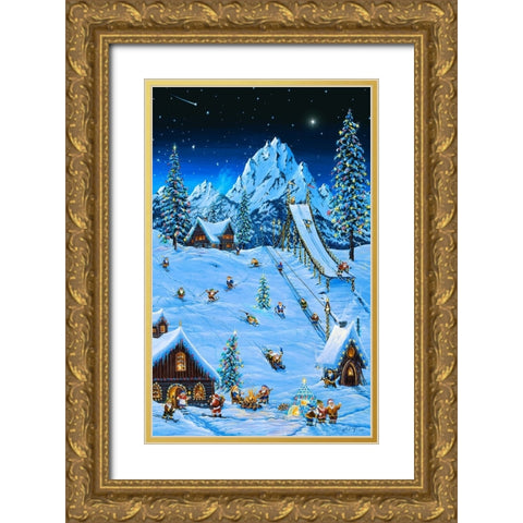 Woodland Games Gold Ornate Wood Framed Art Print with Double Matting by Tift, Jeff