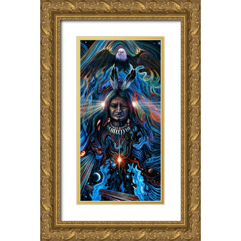 Eagle Spirit Gold Ornate Wood Framed Art Print with Double Matting by Tift, Jeff