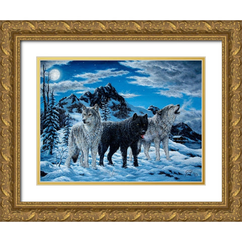 Night Howl Gold Ornate Wood Framed Art Print with Double Matting by Tift, Jeff