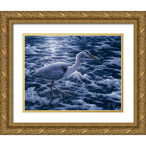 Evening Blues Gold Ornate Wood Framed Art Print with Double Matting by Tift, Jeff