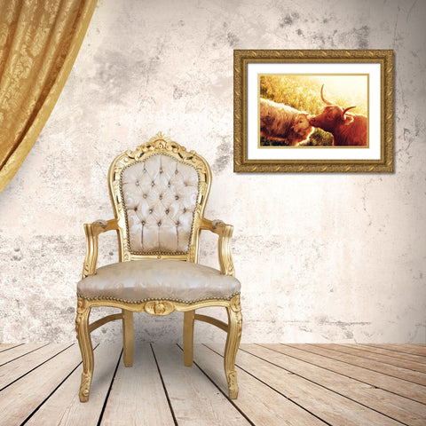 Fenella with Her Daughter Gold Ornate Wood Framed Art Print with Double Matting by Jenny Rainbow Fine Art