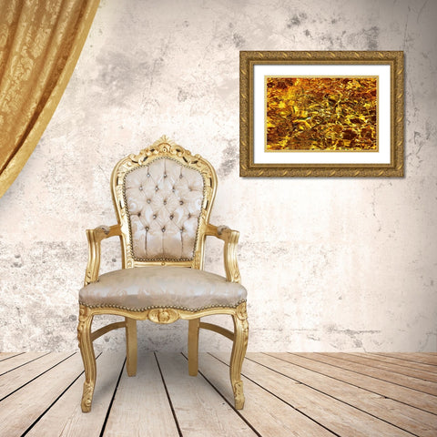 Golden Water Abstract Gold Ornate Wood Framed Art Print with Double Matting by Jenny Rainbow Fine Art