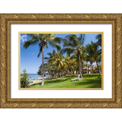 Tropical Beach in Mauritius Gold Ornate Wood Framed Art Print with Double Matting by Jenny Rainbow Fine Art