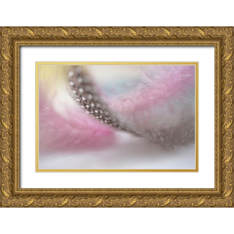 Angels Flight Series Nightingales Trill Gold Ornate Wood Framed Art Print with Double Matting by Jenny Rainbow Fine Art