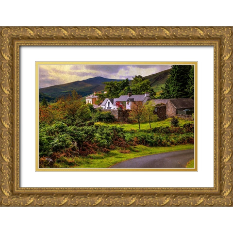 Lovely Homestead in Wicklow Gold Ornate Wood Framed Art Print with Double Matting by Jenny Rainbow Fine Art