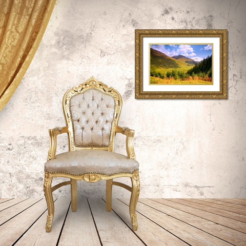 Peaceful Sunny Day in Scotland Mountains Gold Ornate Wood Framed Art Print with Double Matting by Jenny Rainbow Fine Art
