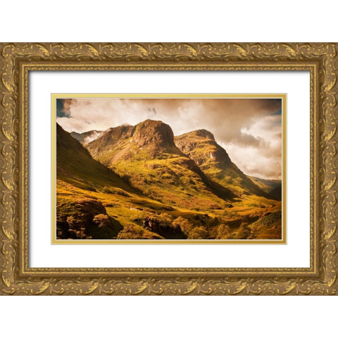 Three Sisters of Glencoe Gold Ornate Wood Framed Art Print with Double Matting by Jenny Rainbow Fine Art
