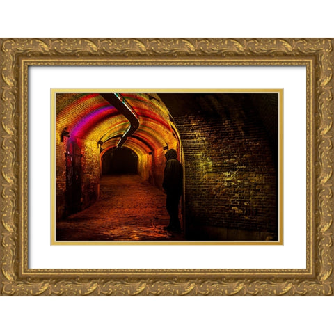 Trajectum Lumen Project Ganzenmarkt Tunnel Gold Ornate Wood Framed Art Print with Double Matting by Jenny Rainbow Fine Art