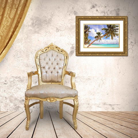Whispering Palms Gold Ornate Wood Framed Art Print with Double Matting by Jenny Rainbow Fine Art