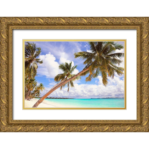 Whispering Palms Gold Ornate Wood Framed Art Print with Double Matting by Jenny Rainbow Fine Art