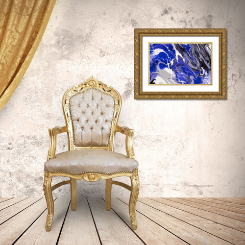 Fluid Acrylic The Rivers Of Babylon Gold Ornate Wood Framed Art Print with Double Matting by Jenny Rainbow Fine Art