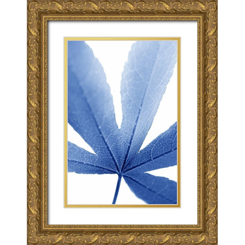 Blue Leaves 2 Gold Ornate Wood Framed Art Print with Double Matting by Schell, Jennie Marie