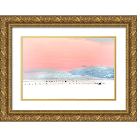 Montana Winter Sunset Gold Ornate Wood Framed Art Print with Double Matting by Schell, Jennie Marie