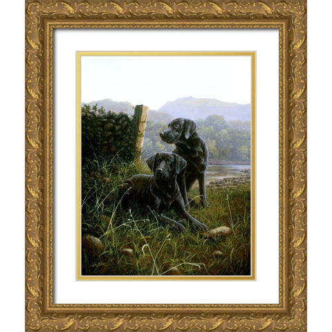 Country Companions Gold Ornate Wood Framed Art Print with Double Matting by Silver, John